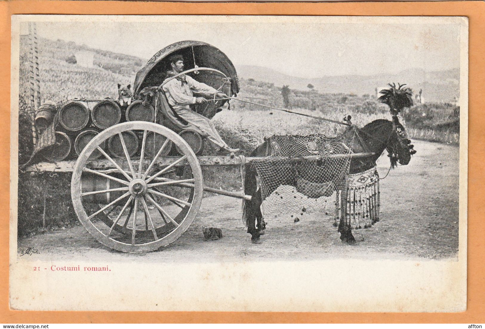 Rome Types Transport Wine Italy Old  Postcard - Transports