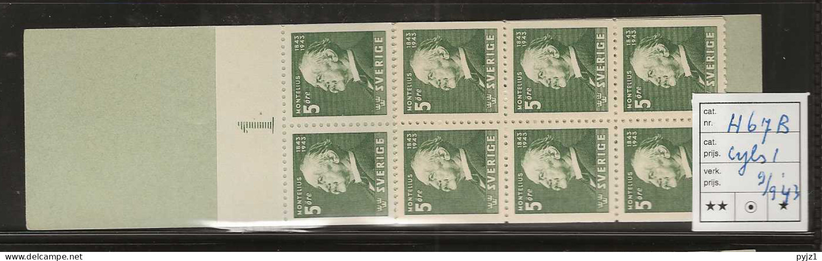 1942 MNH Sweden Booklet Facit H67B Postfris** - 1904-50