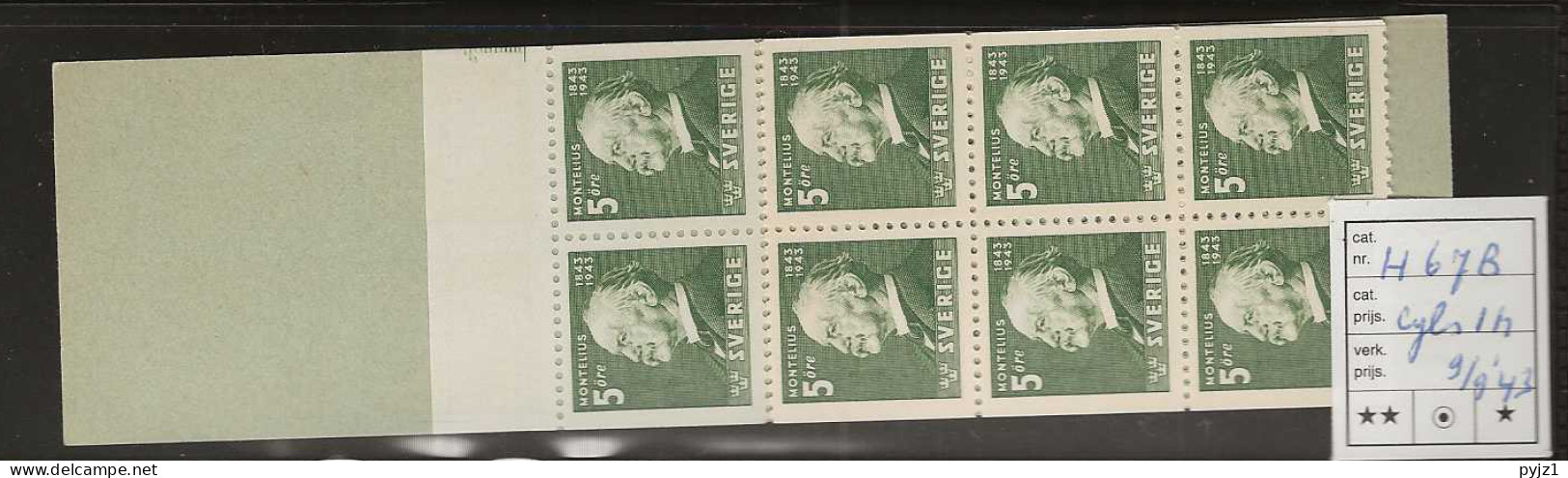 1942 MNH Sweden Booklet Facit H67B Postfris** - 1904-50