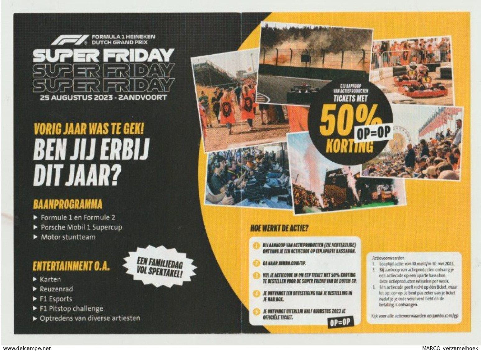 Brochure-leaflet JUMBO Supermarkten Veghel (NL) RB18 Max Verstappen F1 Heineken 2023 Zandvoort (NL) - Automobile - F1