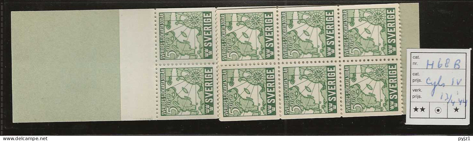 1944 MNH Sweden Booklet Facit H68B Postfris** - 1904-50