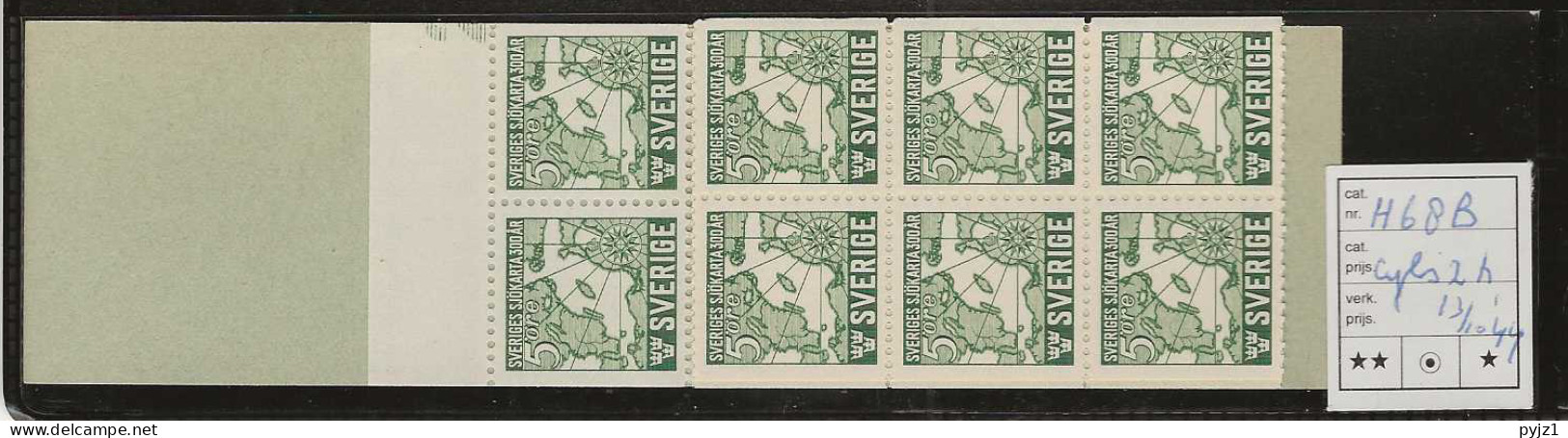 1944 MNH Sweden Booklet Facit H68B Postfris** - 1904-50