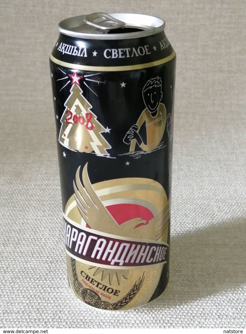 KAZAKHSTAN...BEER CAN..500ml. "KARAGANDINSKOE"  LIGHT .NEW YEAR 2008. LIMITED EDITION - Cannettes