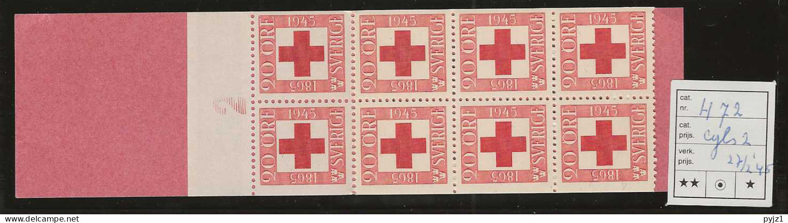 1945 MNH Sweden Booklet Facit H72 Postfris** - 1904-50