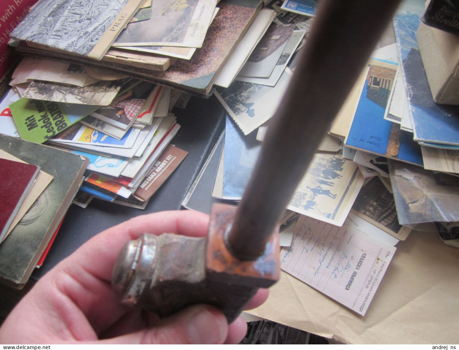 an old pipe of larger dimensions, one part is wood and the long part where you put the tobacco is some kind of ceramic