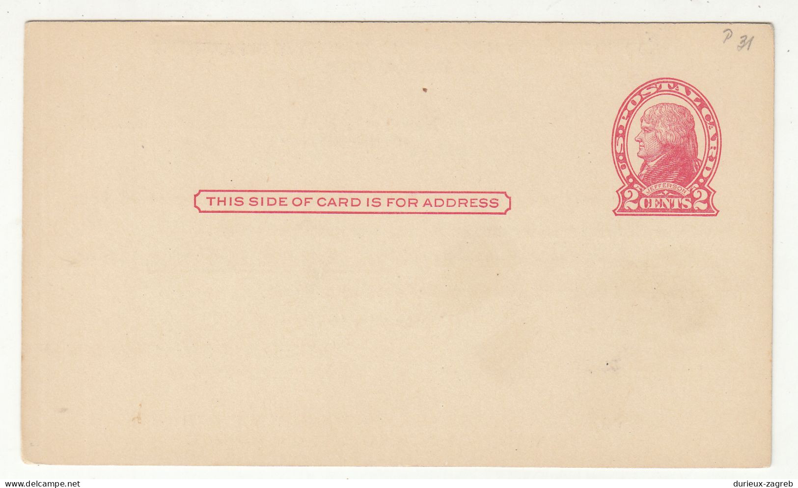 US 1918 Postal Stationery Postcard Not Posted UX30 Preprinted 230601 - 1901-20