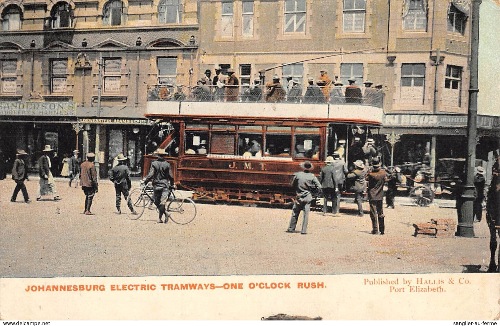 CPA AFRIQUE DU SUD JOHANNESBURG ELECTRIC TRAMWAYS ONE CLOCK RUSH - Afrique Du Sud