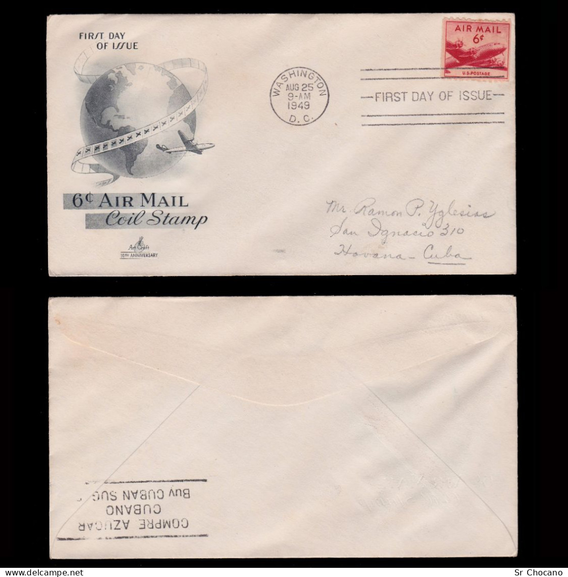 US.AIR MAIL.1947.6c.FIRST DAY ISSUE.SCOTT C33 - 1941-1950