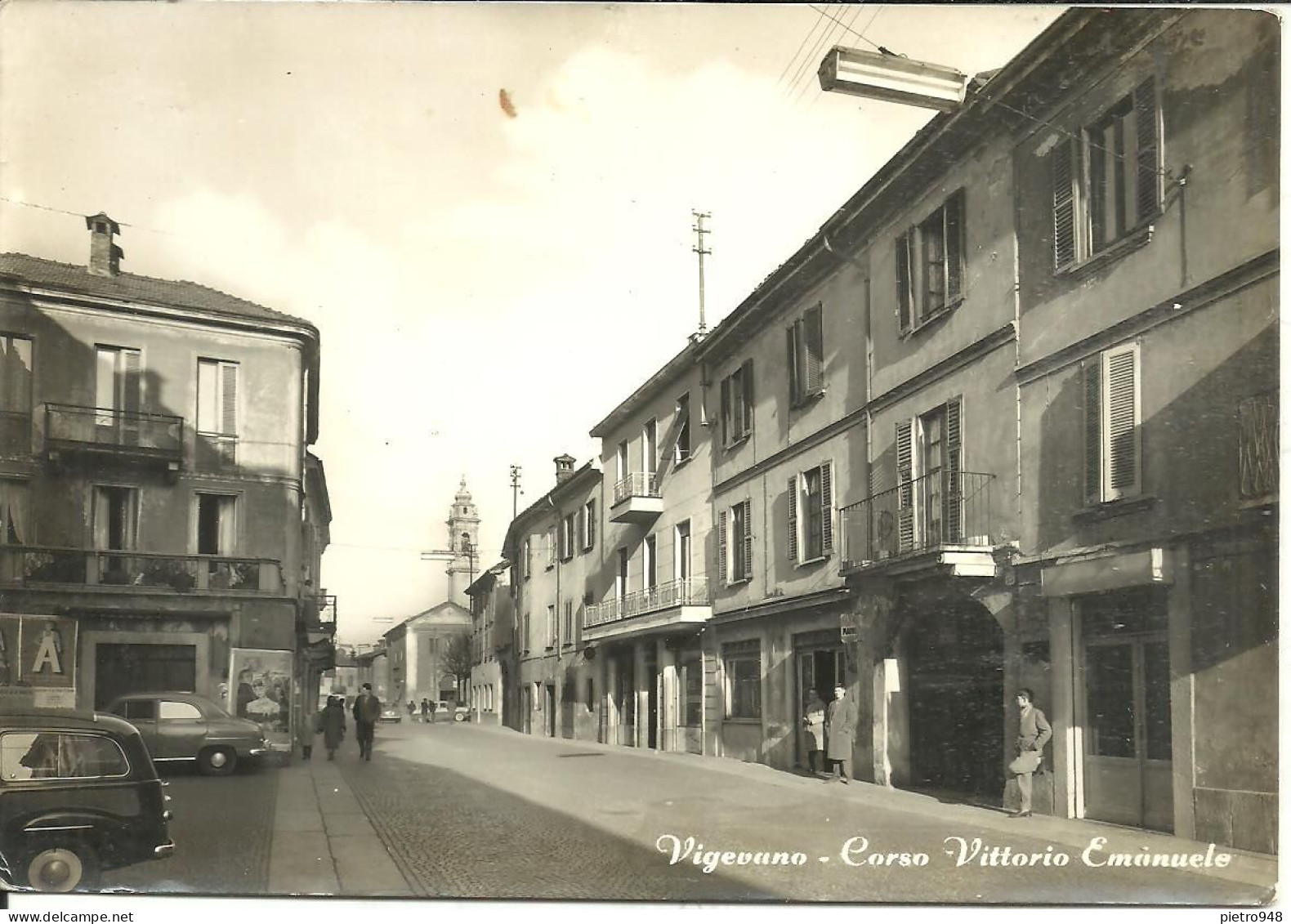 Vigevano (Pavia) Corso Vittorio Emanuele, Vittorio Emanuele Avenue, Auto D'Epoca, Old Cars - Vigevano