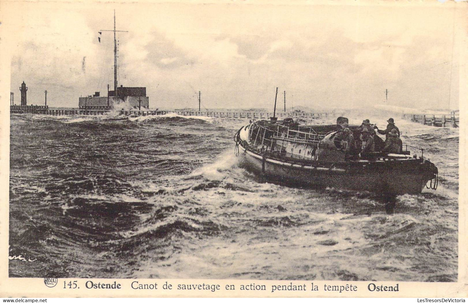 BELGIQUE - Ostende - Canot De Sauvetage En Action Pendant La Tempête - Carte Postale Ancienne - Oostende