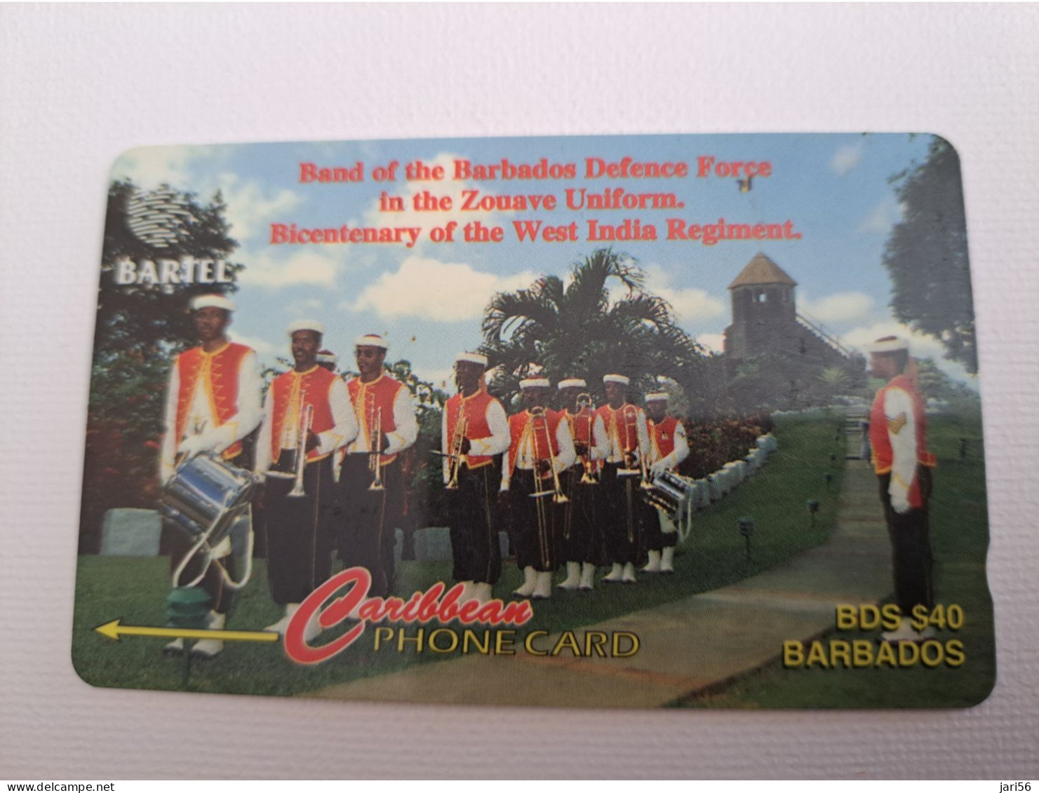 BARBADOS   $40-  Gpt Magnetic     BAR-16B  16CBDB  DEFENCE FORCE BAND    NEW  LOGO   Very Fine Used  Card  ** 13527 ** - Barbados