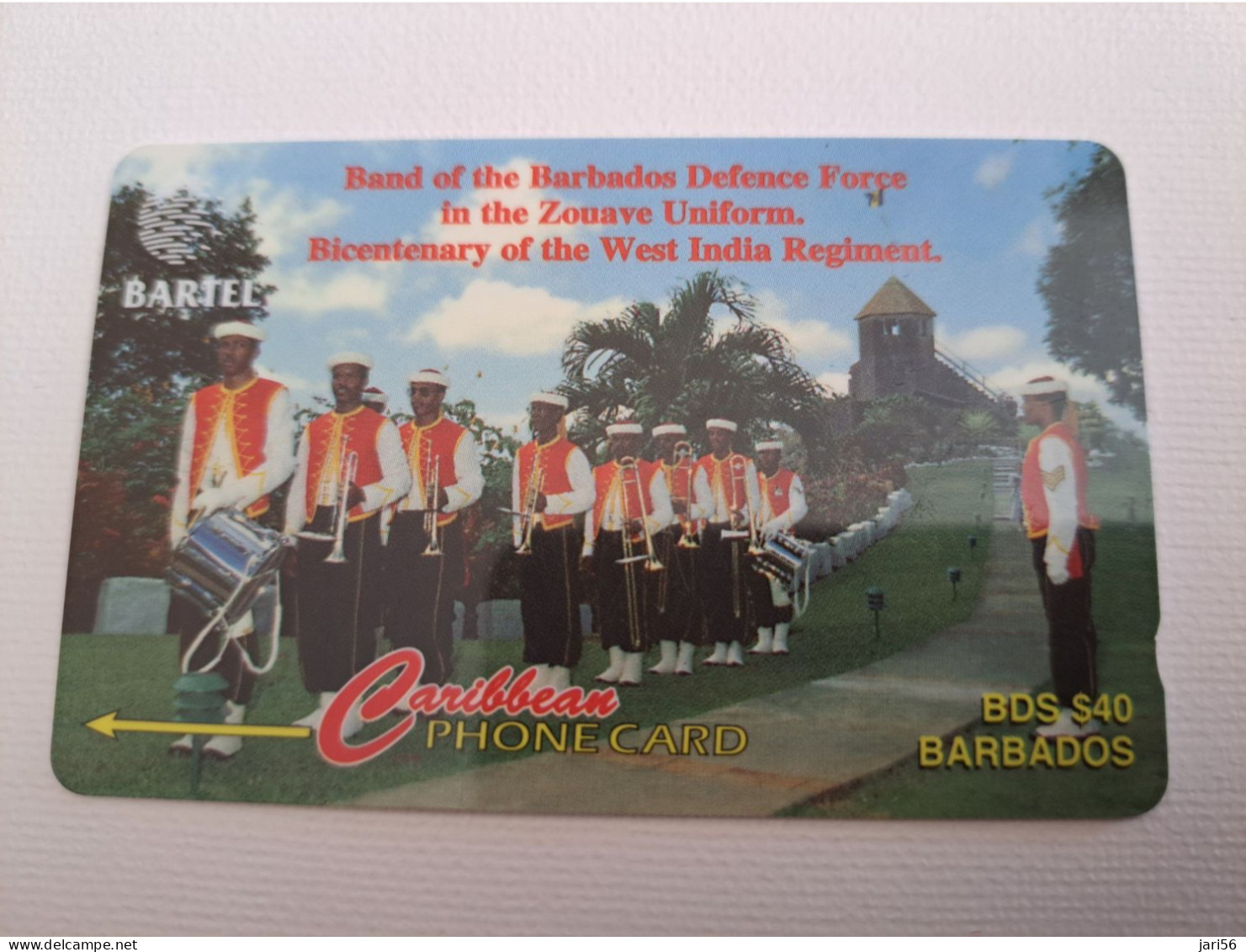 BARBADOS   $40-  Gpt Magnetic     BAR-92B  92CBDB  DEFENCE FORCE BAND    NEW  LOGO   Very Fine Used  Card  ** 13528 ** - Barbados (Barbuda)