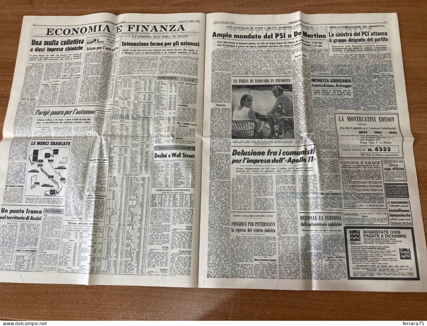 CORRIERE DELLA SERA IL TRIOFO DOPO LA LUNA NIXON 23 LUGLIO 1969 ORIGINALE. - Primeras Ediciones