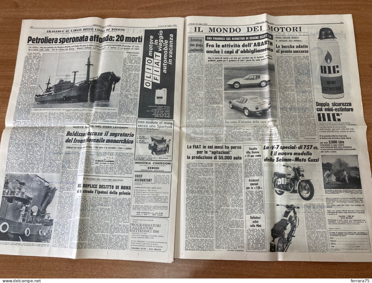 CORRIERE DELLA SERA IL TRIOFO DOPO LA LUNA NIXON 23 LUGLIO 1969 ORIGINALE.