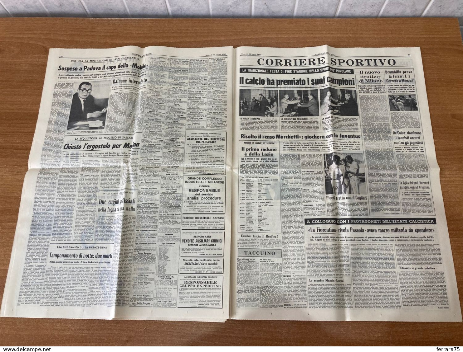 CORRIERE DELLA SERA IL TRIOFO DOPO LA LUNA NIXON 23 LUGLIO 1969 ORIGINALE.