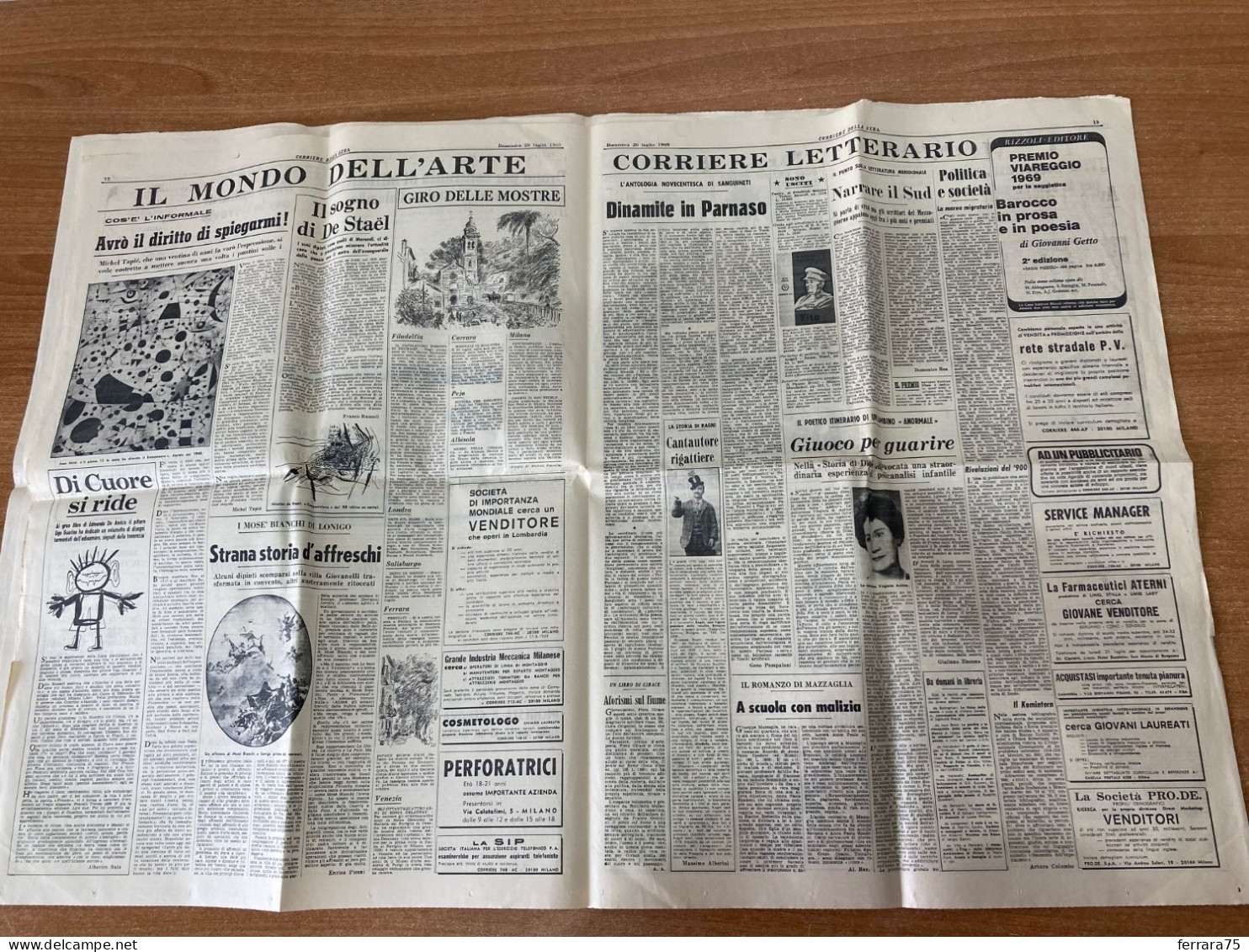 CORRIERE DELLA SERA STASERA SULLA LUNA LUNA HOUSTON  20 LUGLIO 1969 ORIGINALE.