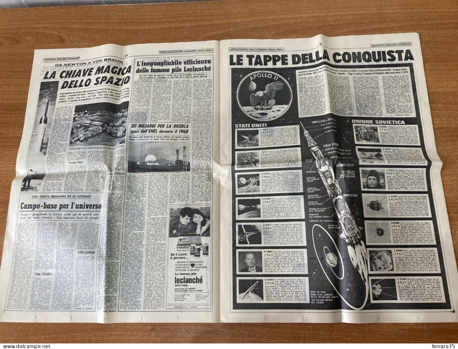 CORRIERE DELLA SERA LUNA APOLLO 11+INSERTO SPECIALE  17 LUGLIO 1969 ORIGINALE.