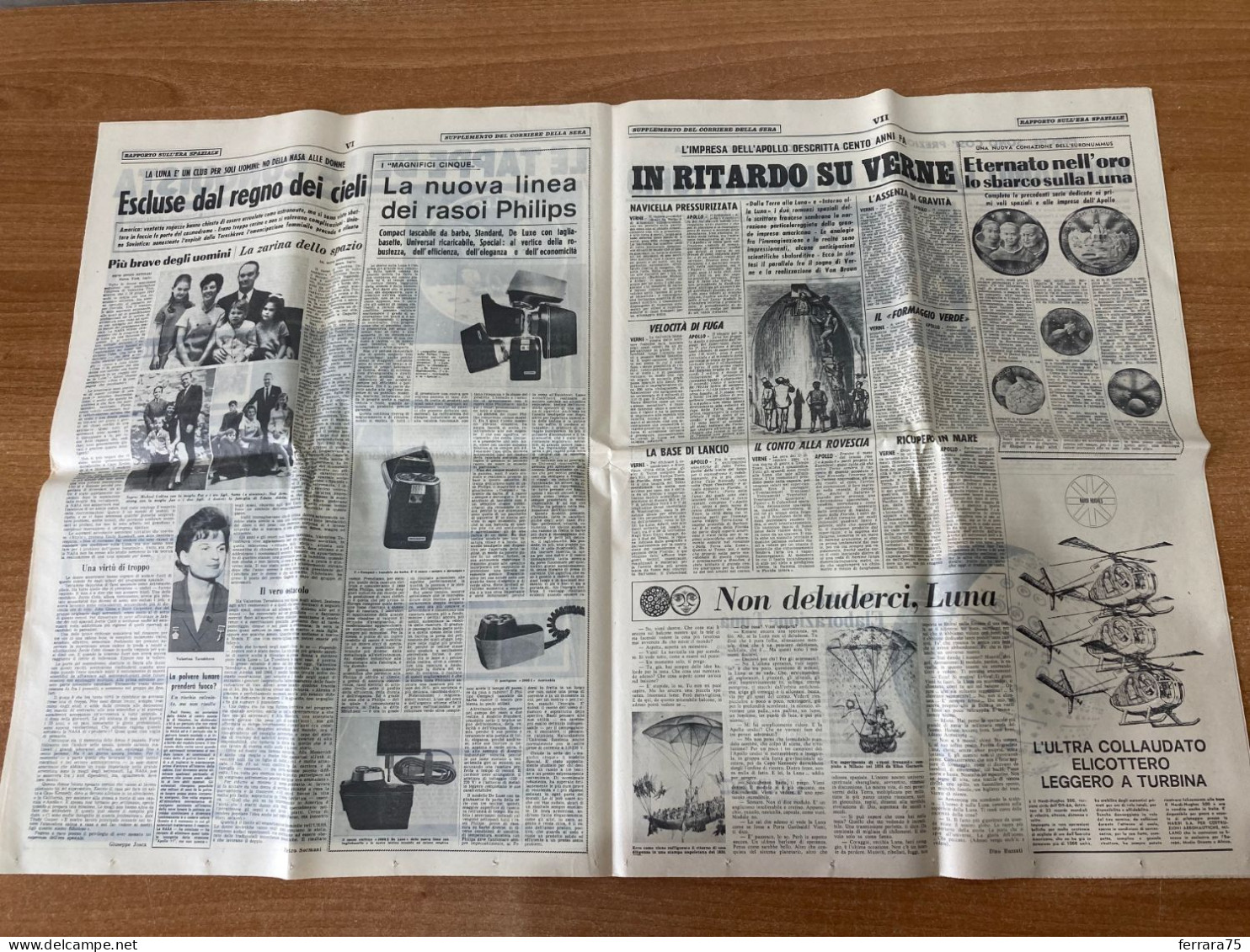 CORRIERE DELLA SERA LUNA APOLLO 11+INSERTO SPECIALE  17 LUGLIO 1969 ORIGINALE.