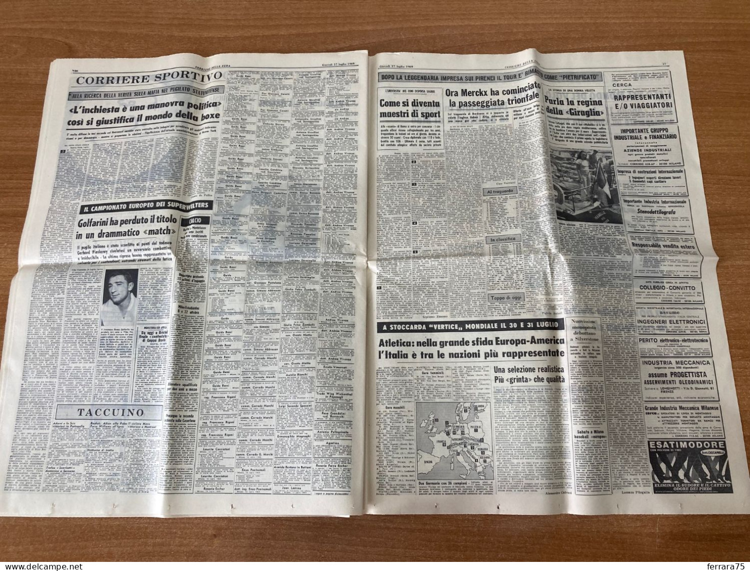 CORRIERE DELLA SERA LUNA APOLLO 11+INSERTO SPECIALE  17 LUGLIO 1969 ORIGINALE.