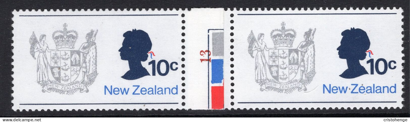 New Zealand 1973-76 Definitives - No Wmk. - Coil Pairs - 10c QEII & Arms - No. 13 - LHM - Neufs