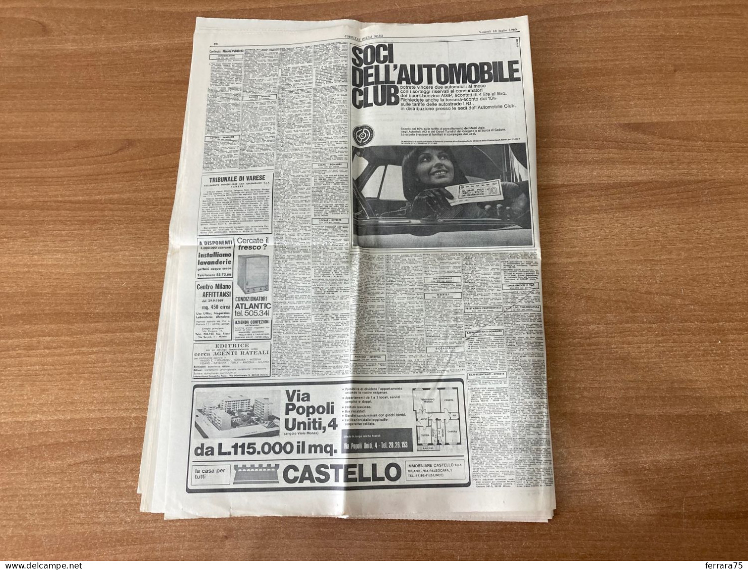 CORRIERE DELLA SERA LUNA APOLLO 11 ASTRONAUTI   18 LUGLIO 1969 ORIGINALE.