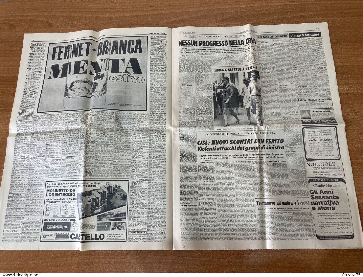 CORRIERE DELLA SERA LUNA APOLLO 11 ORBITA LUNARE  19 LUGLIO 1969 ORIGINALE. - Premières éditions