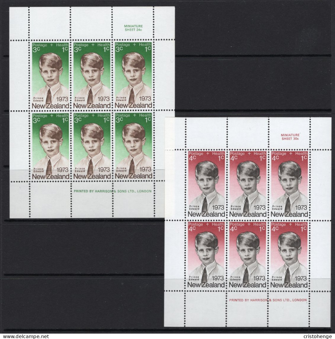 New Zealand 1973 Health - Prince Edward MS Set Of 2 MNH (SG MS1033) - Nuevos