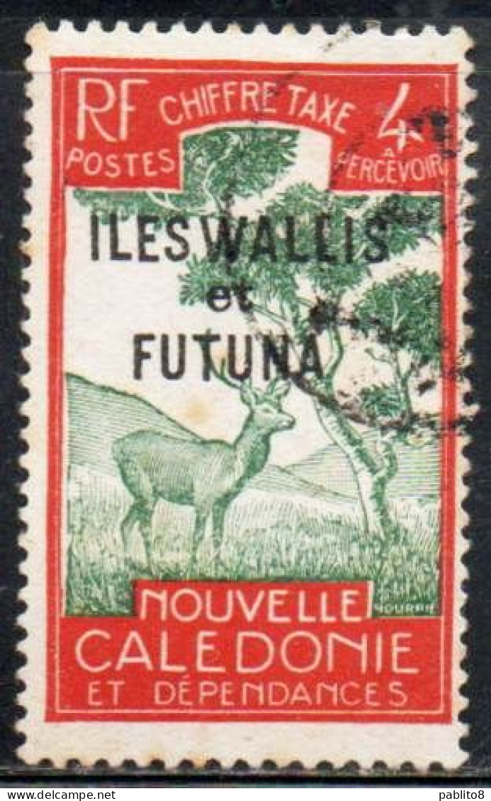 WALLIS AND FUTUNA ISLANDS 1930 POSTAGE DUE STAMPS TAXE SEGNATASSE OVERPRINTED MALAYAN SAMBAR 4c USED USATO OBLITERE' - Timbres-taxe