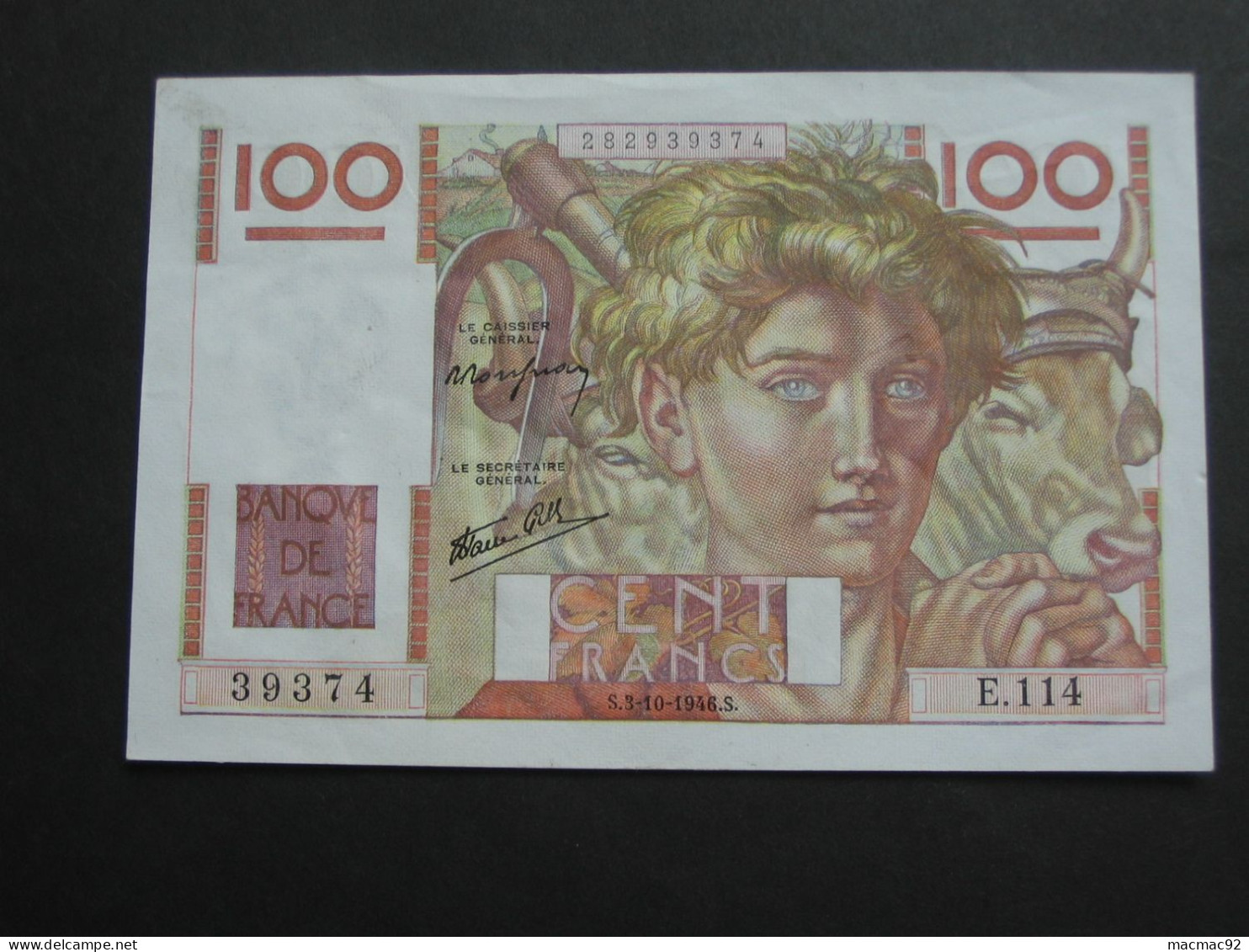 100 Francs JEUNE PAYSAN 3-10-1946  **** EN ACHAT IMMEDIAT **** - 100 F 1945-1954 ''Jeune Paysan''