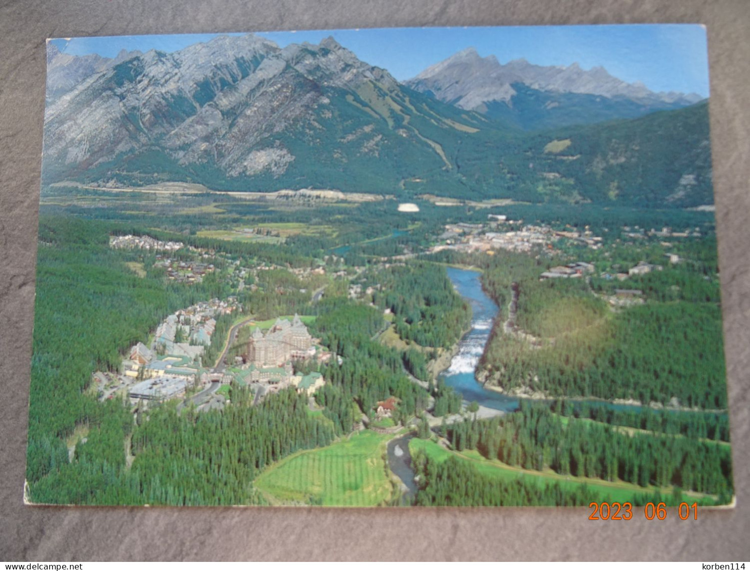 AERIAL VIEW OF BANFF SPRINGS    HOTEL AND BOW FALLS - Lake Louise