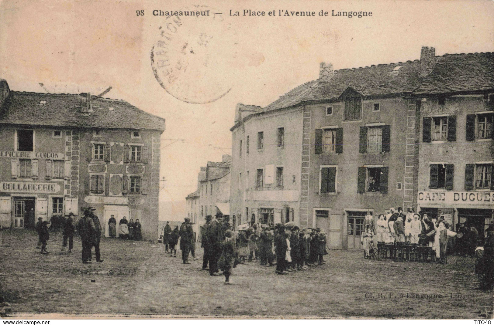 FR-48 LOZÈRE - CHATEAUNEUF - La Place Et L'Avenue De Langogne - Chateauneuf De Randon