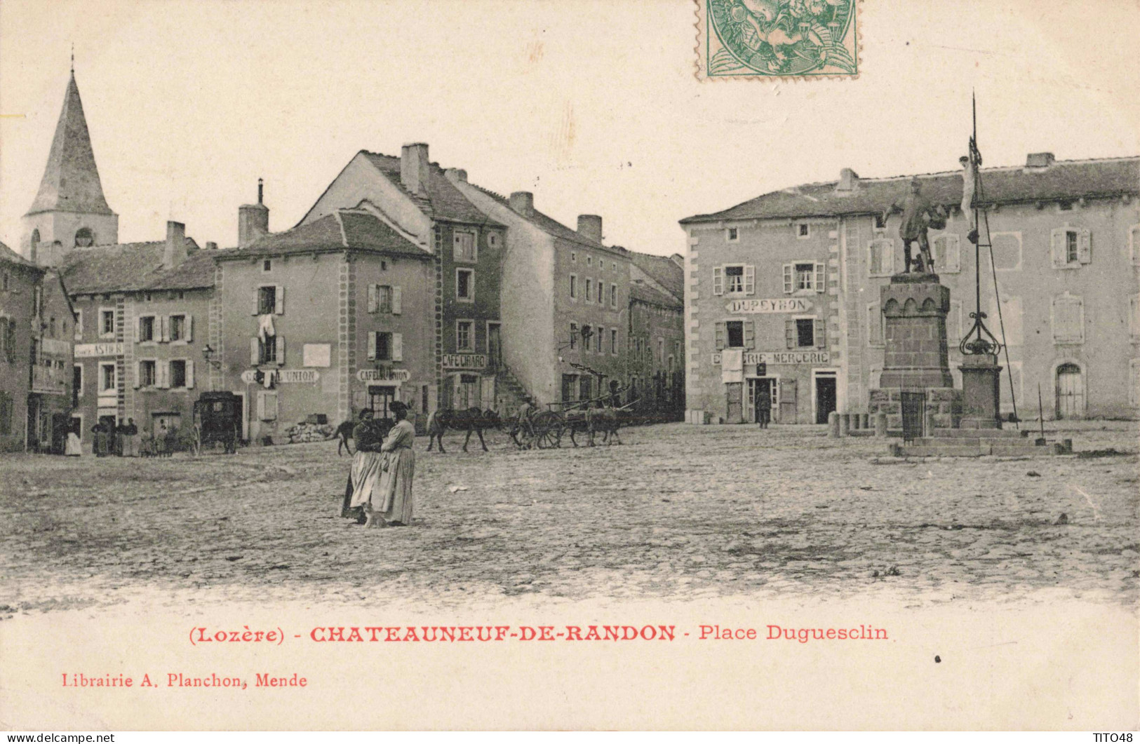 FR-48 LOZÈRE - CHATEAUNEUF-de-RANDON - Place DUGUESCLIN - Chateauneuf De Randon