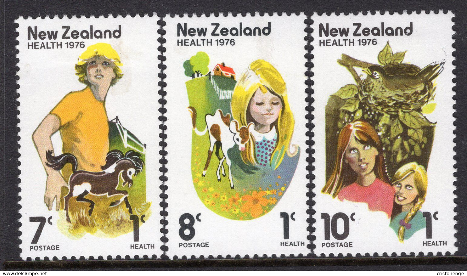 New Zealand 1976 Health - Children & Animals Set HM (SG 1125-1127) - Nuevos
