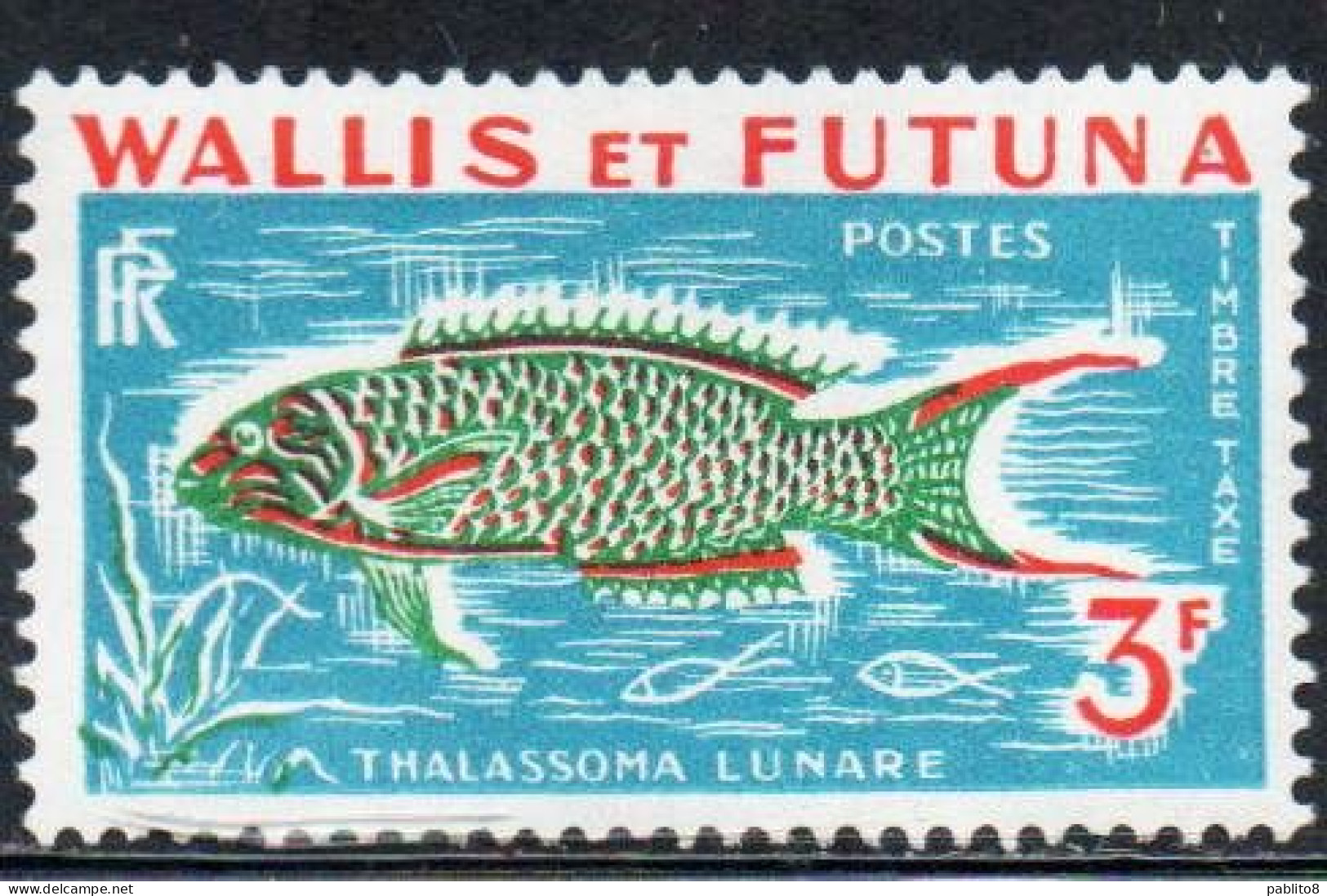WALLIS AND FUTUNA ISLANDS 1963 POSTAGE DUE STAMPS TAXE SEGNATASSE THALASSOMA LUNARE 3fr MH - Timbres-taxe