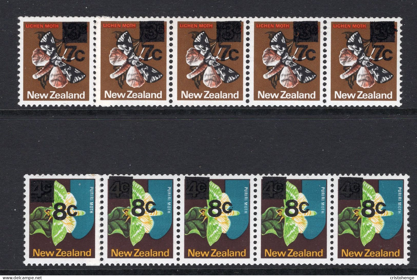 New Zealand 1977 Buttefly Coil Stamps Strip Join Set MNH (SG 1143-1144) - Neufs