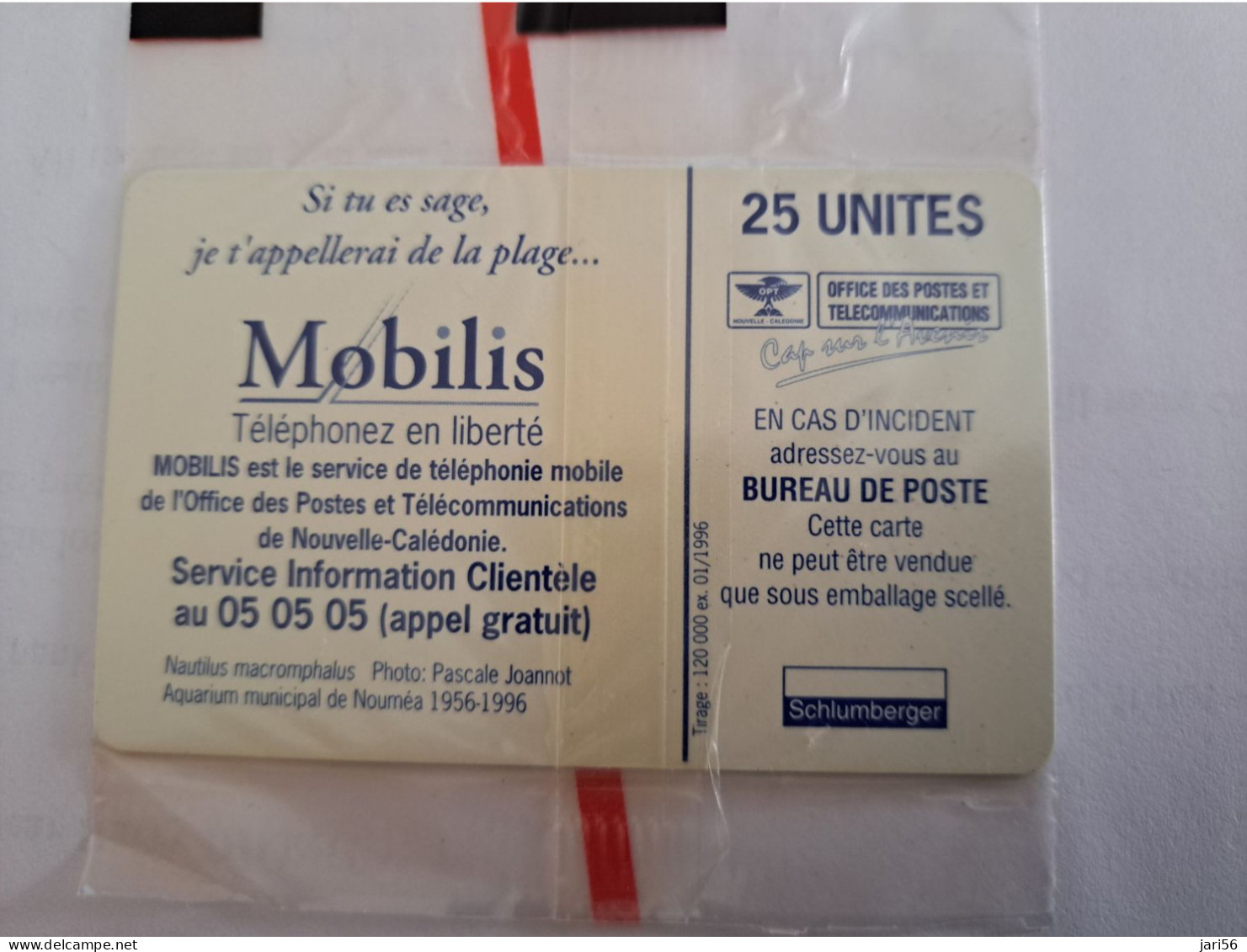 NOUVELLE CALEDONIA  CHIP CARD 25  UNITS  MOBILIS  UNDER SEA LIFE ,MINT IN WRAPPER       ** 13544 ** - New Caledonia