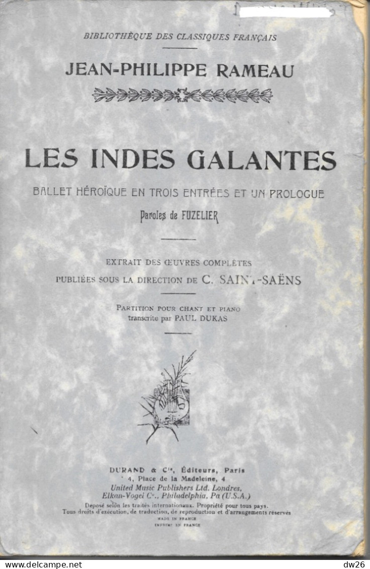 Partition Jean-Philippe Rameau: Les Indes Galantes, Ballet Héroïque En Trois Entrées Et Un Prologue - P-R