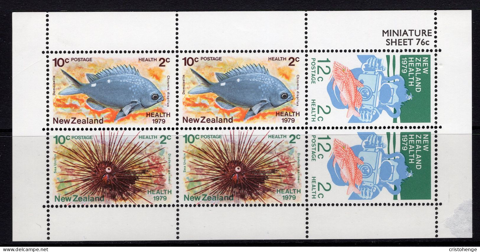 New Zealand 1979 Health - Marine Life MS HM (SG MS1200) - Unused Stamps