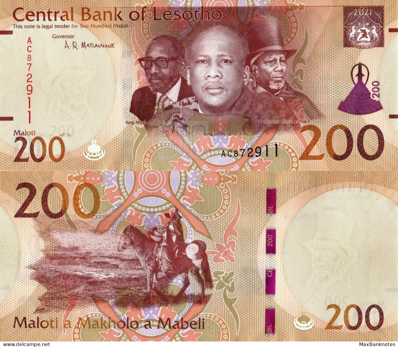 Lesotho / 200 Maloti / 2021 / P-26(a) / UNC - Lesoto