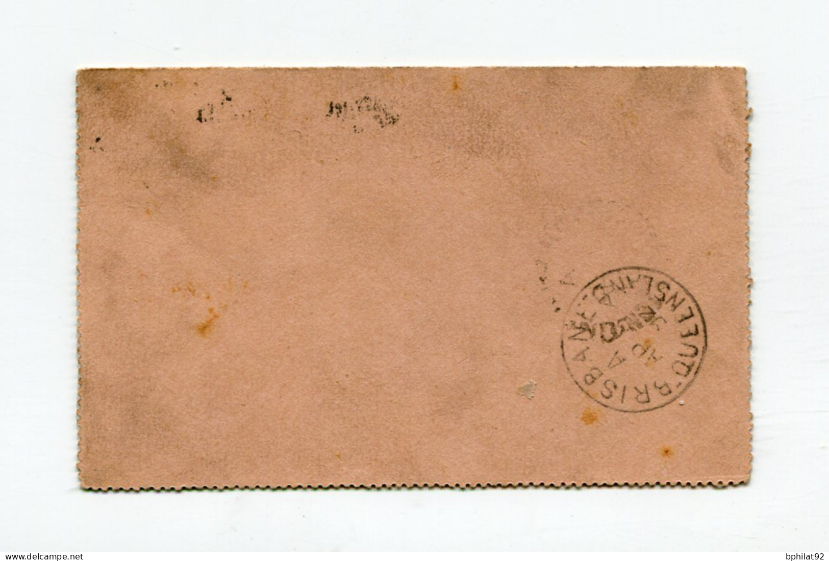 !!! NOUVELLE CALEDONIE, CACHET DE NOUMEA DE 1892 SUR ENTIER POSTAL DES COLONIES GENERALES POUR L'AUSTRALIE - Briefe U. Dokumente