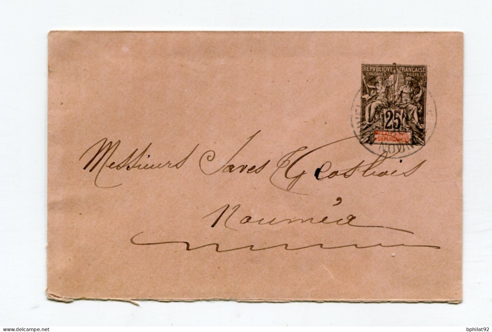 !!! NOUVELLE CALEDONIE, CACHET DE NOUMEA DE 1896 SUR ENTIER POSTAL POUR NOUMEA - Storia Postale