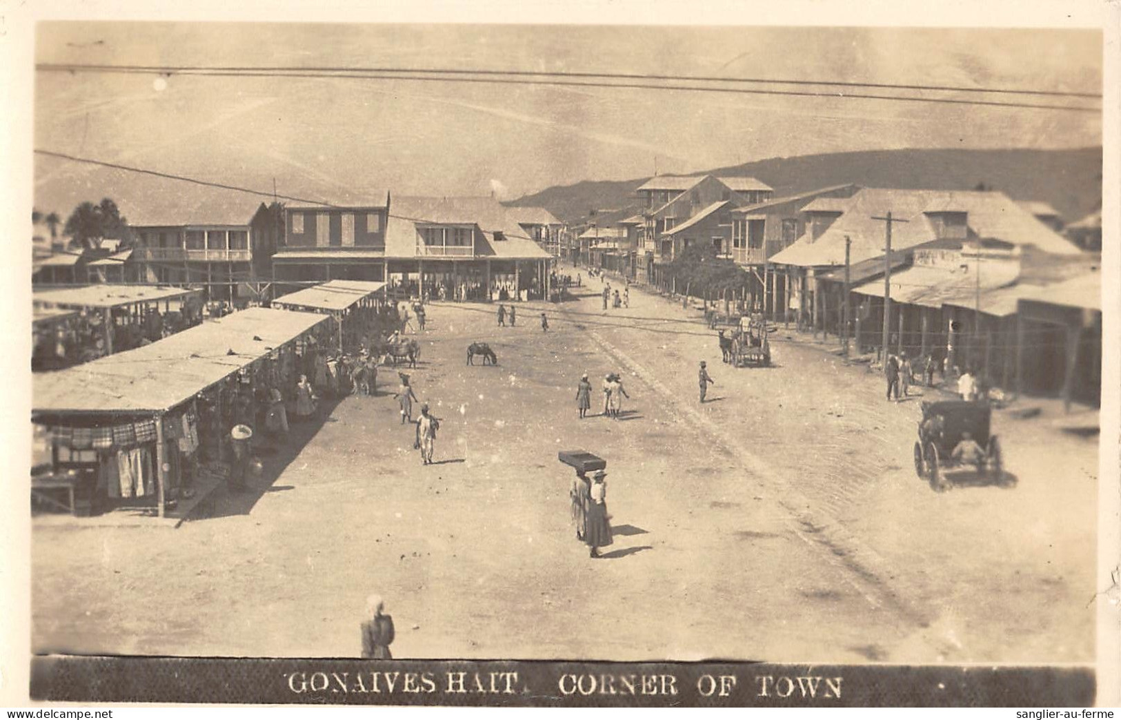 CPA ANTILLES HAITI CARTE PHOTO LES GONAIVES CORNER OF TOWN - Haiti