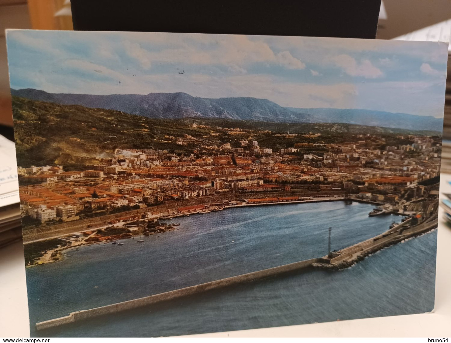 Cartolina Reggio Calabria , Porto, Sfondo Panorama Rione S.Caterina 1971 - Reggio Calabria