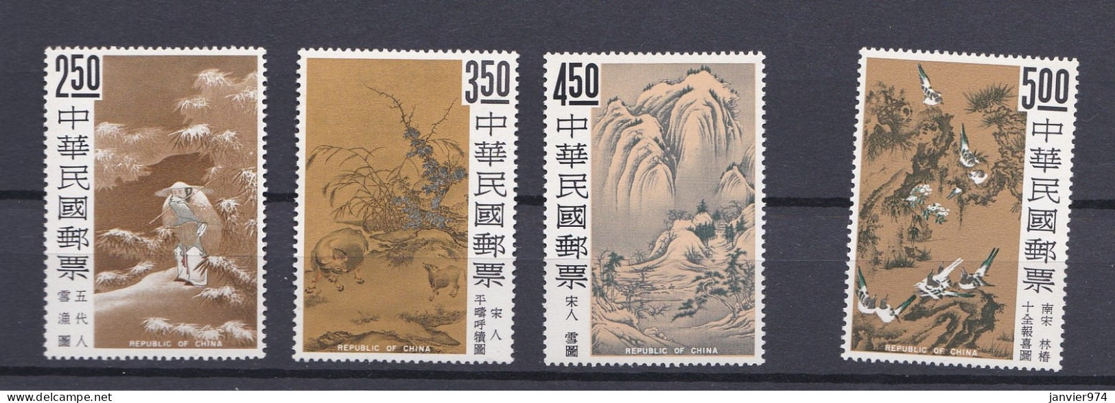 Taiwan 1969 , Anciennes Peintures Chinoises, Musée Du Palais , Serie Complète Neufs 599 à 602. Voir Scan Recto Verso  - Unused Stamps