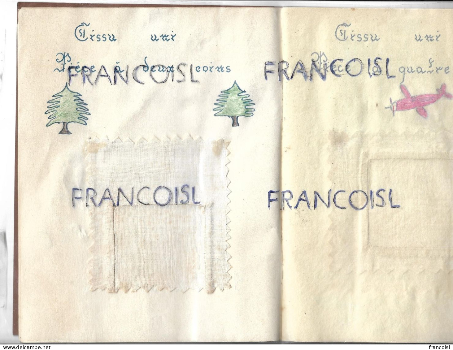 Cahier De Raccommodage. Exemples Et Illustrations Au Crayon Et Collages Par Annette Moutschen (1937-2022) - Manuscrits