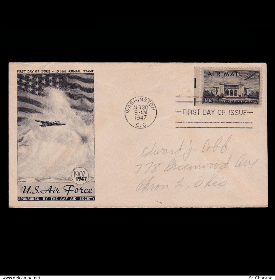 US.AIR MAIL.1947.10c.FIRS DAY ISSUE.SCOTT C34 - 1941-1950