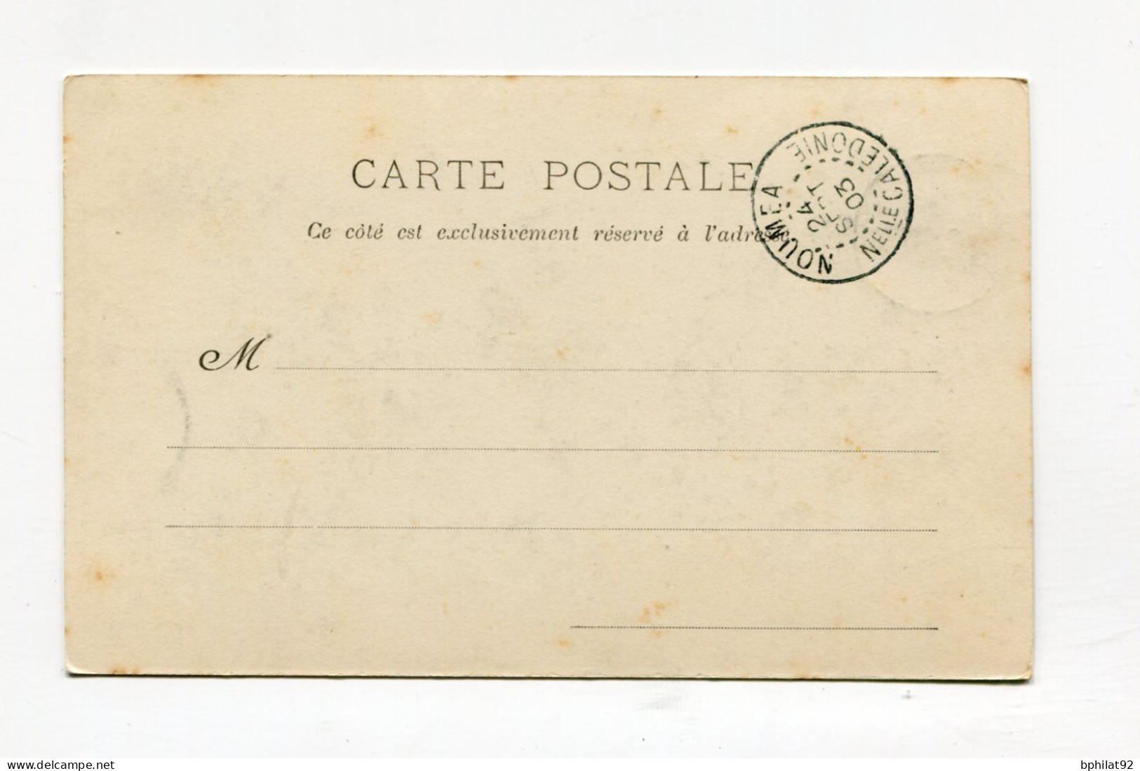 !!! NOUVELLE CALEDONIE, CACHET DE NOUMEA DE 1903 SUR CPA NON VOYAGEE - Cartas & Documentos