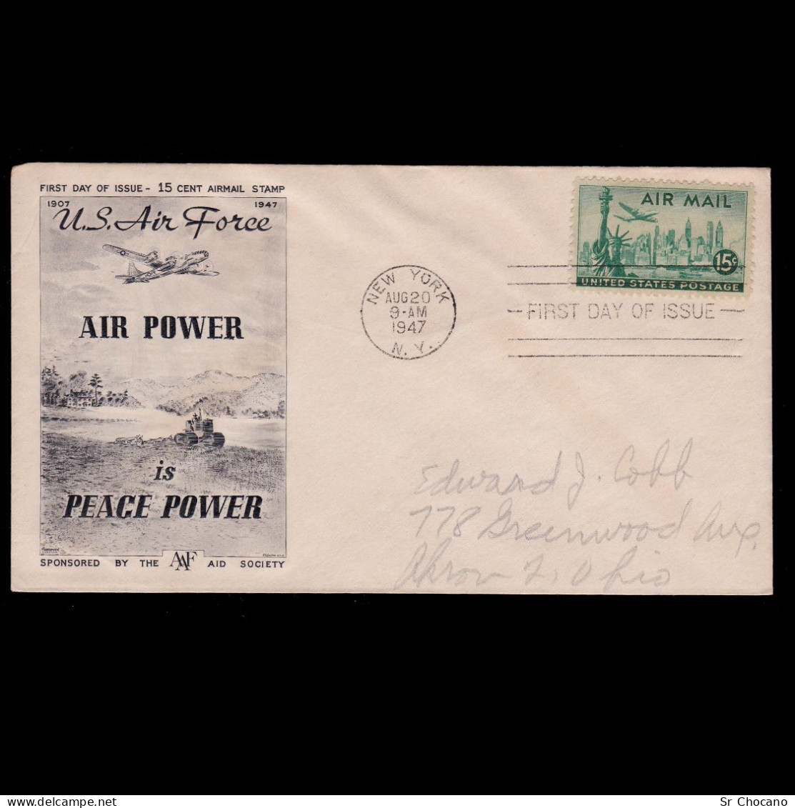 US.AIR MAIL.COIL.1946.15c.FIRS DAY ISSUE.SCOTT C35 - 1941-1950