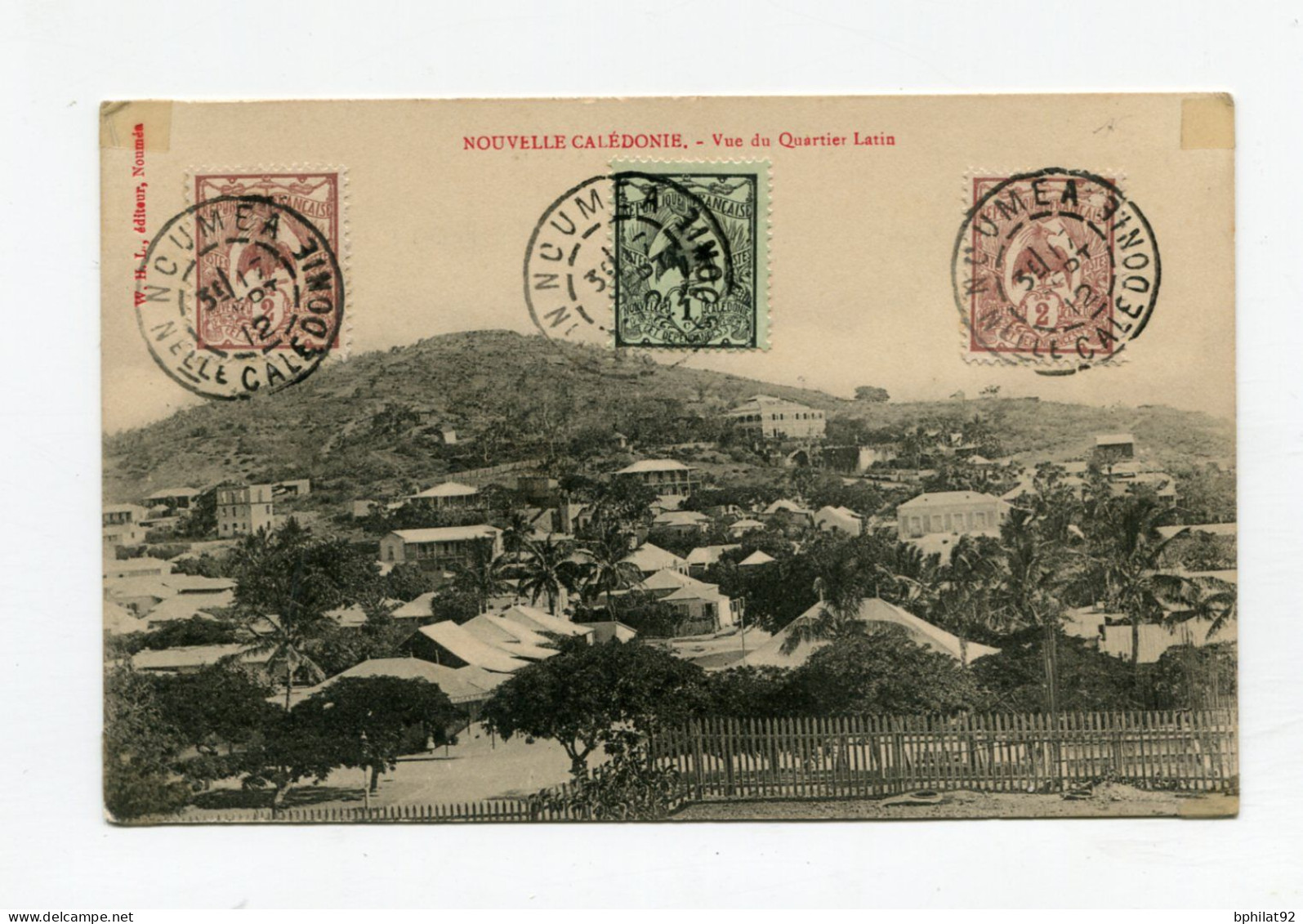 !!! NOUVELLE CALEDONIE, CACHET DE NOUMEA DE 1912 SUR CPA NON VOYAGEE - Storia Postale