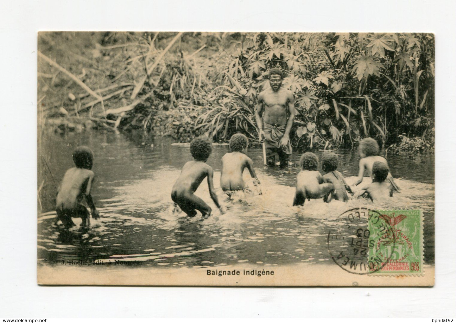 !!! NOUVELLE CALEDONIE, CACHET DE NOUMEA DE 1903 SUR CPA NON VOYAGEE - Storia Postale